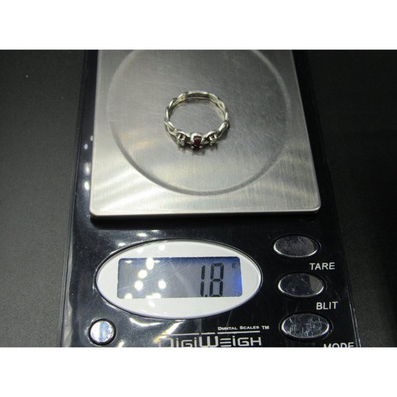 Size 7 Sterling Silver Rustic Rough Ruby And CZ Gem Band Ring Bohemian Everyday - Picture 9 of 9